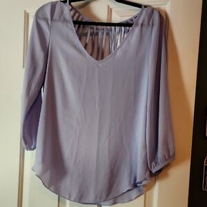 Philosophy Blue 3/4 Sleeve Relaxed Blouse